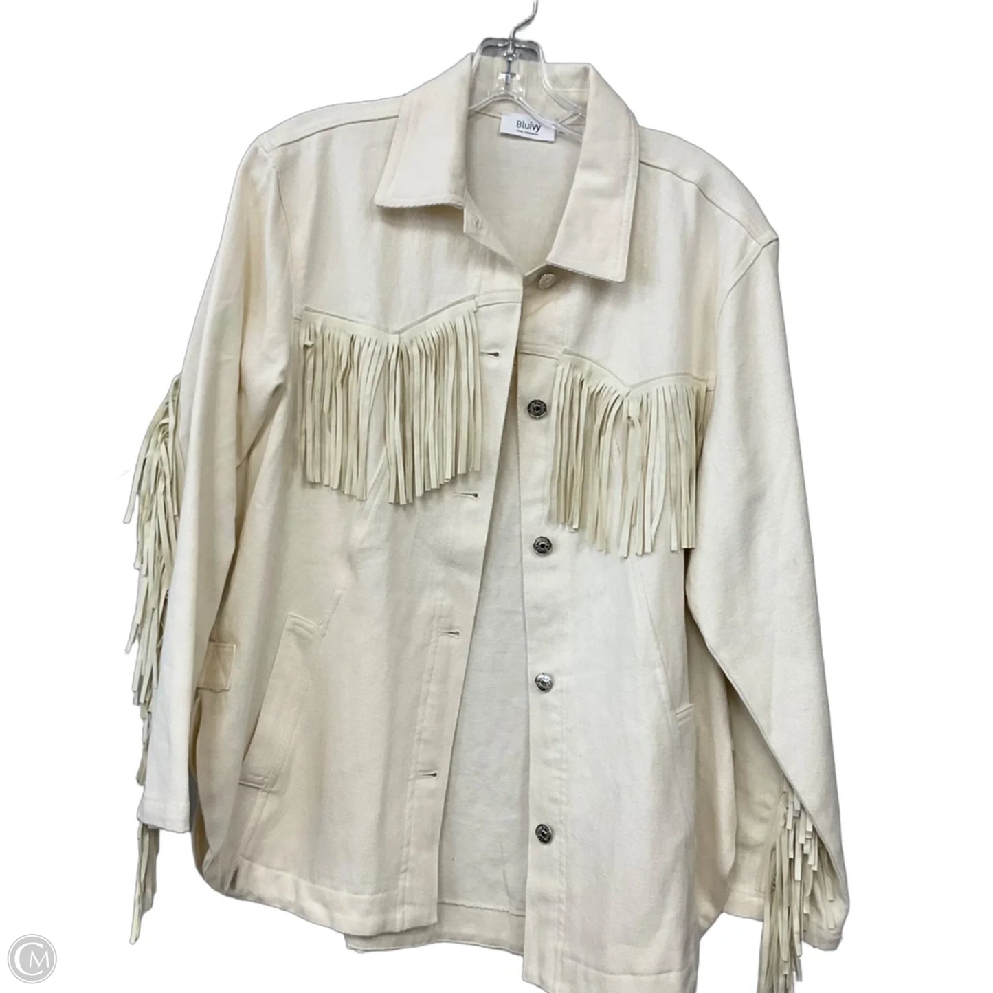 Jacket Denim By Bluivy In Cream Denim, Size: S