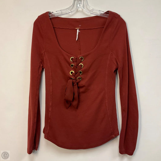 Top Long Sleeve By Free People In Orange, Size: M