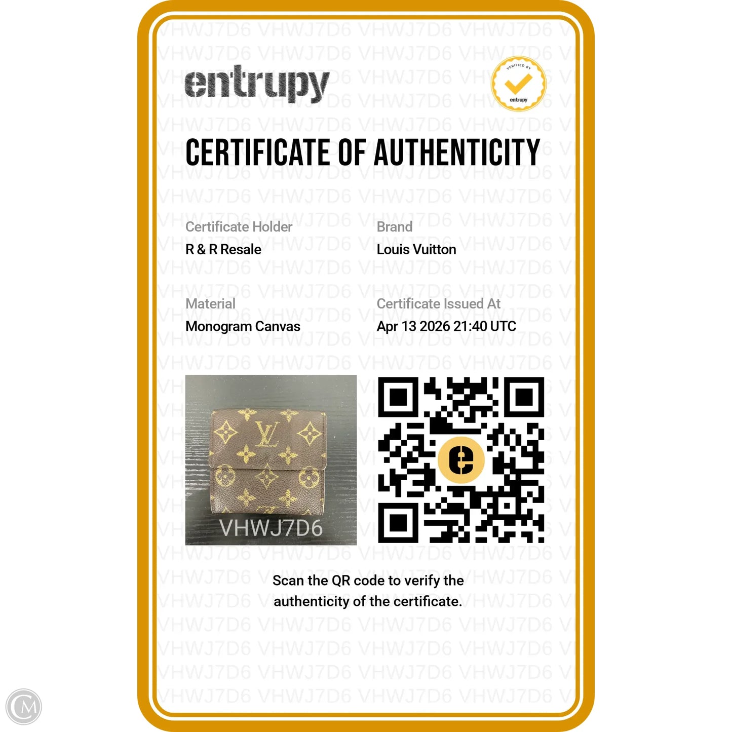 Wallet Luxury Designer By Louis Vuitton, Size: Small