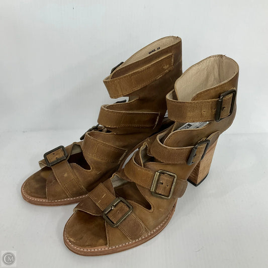 Sandals Heels Block By Freebird In Brown, Size: 10