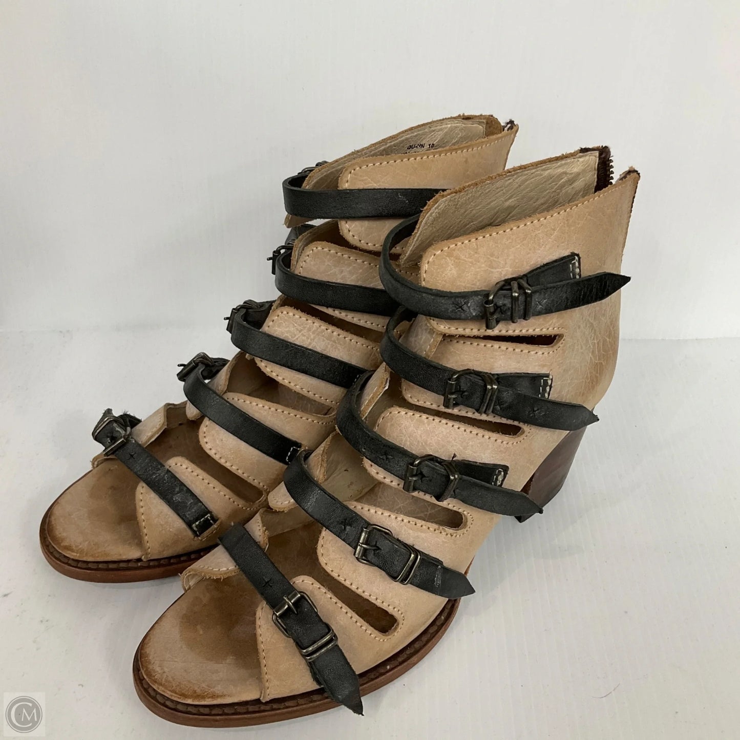 Sandals Heels Block By Freebird In Beige, Size: 10