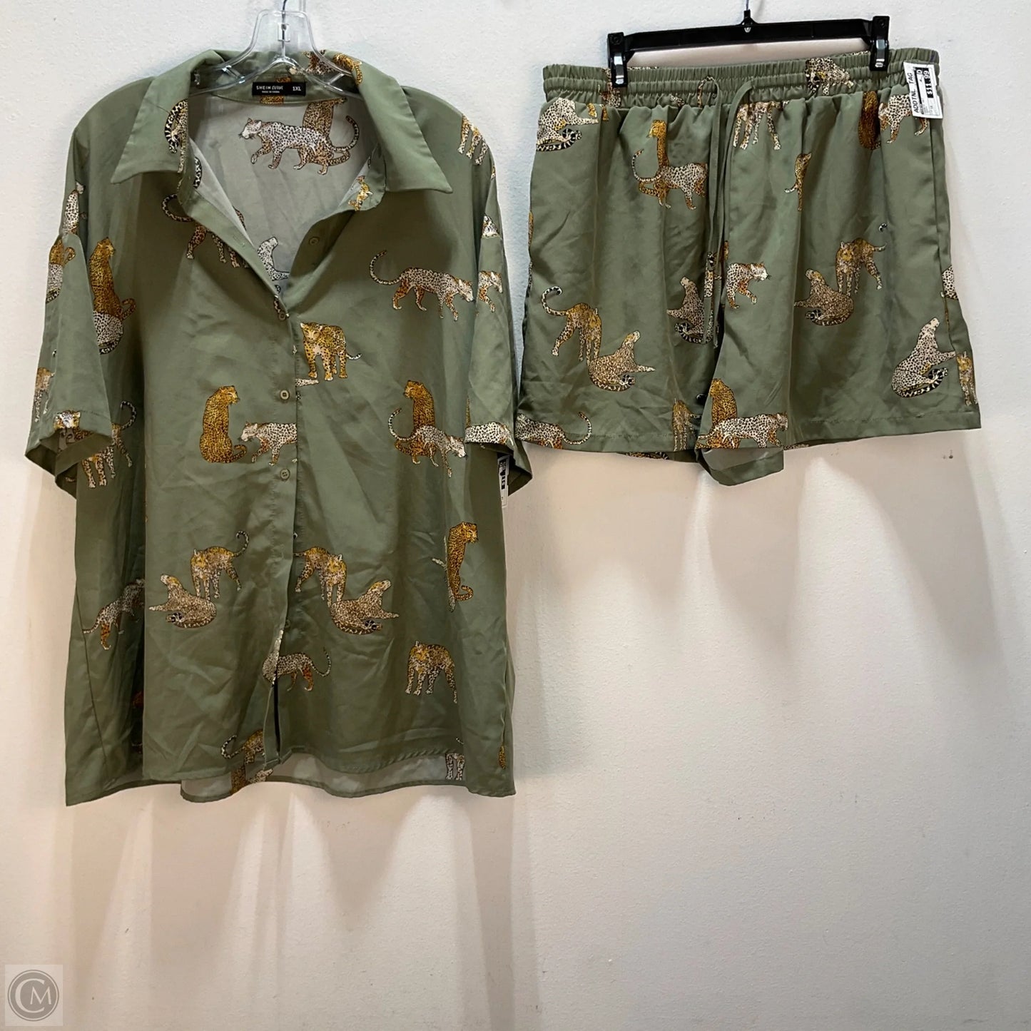 Shorts Set By Shein In Green, Size: 1x