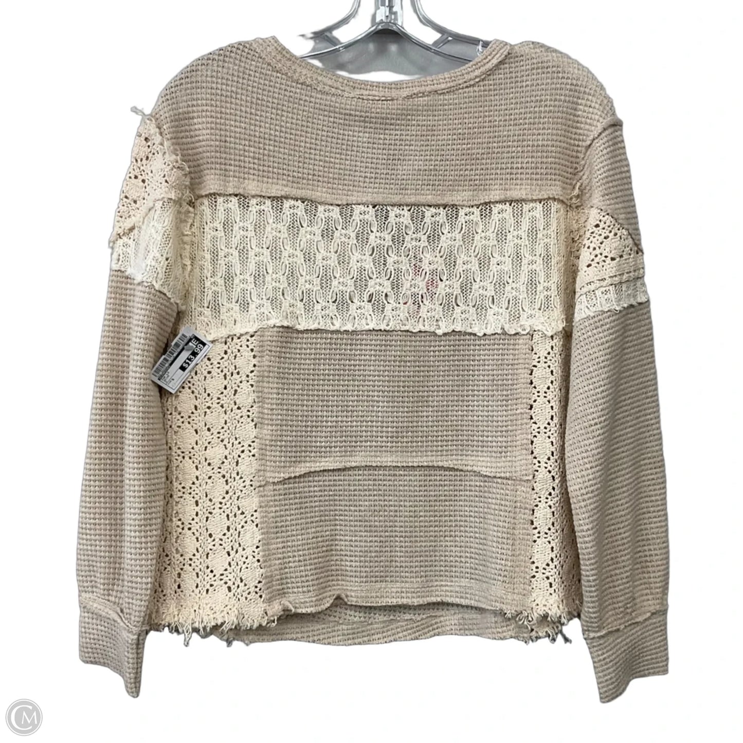Top Long Sleeve By Gimmicks In Beige, Size: S