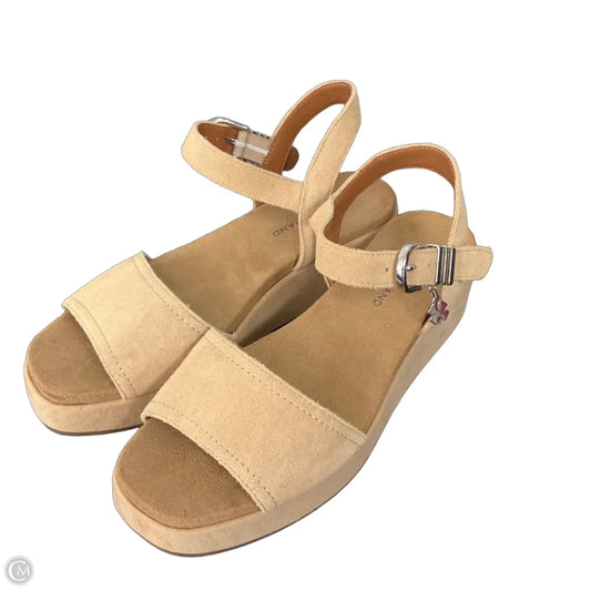 Sandals Heels Wedge By Lucky Brand In Beige, Size: 6.5
