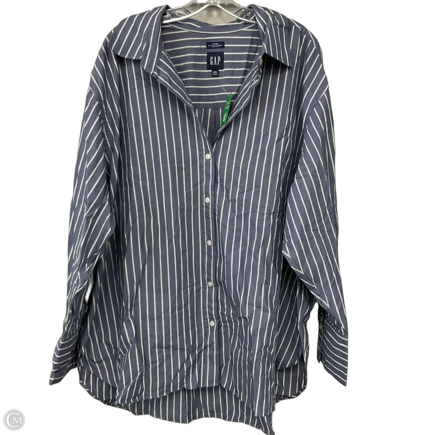 Top Long Sleeve By Gap In Blue & White, Size: Xxl