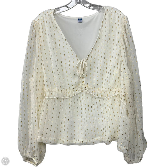 Top Long Sleeve By Old Navy In Cream, Size: Xxl