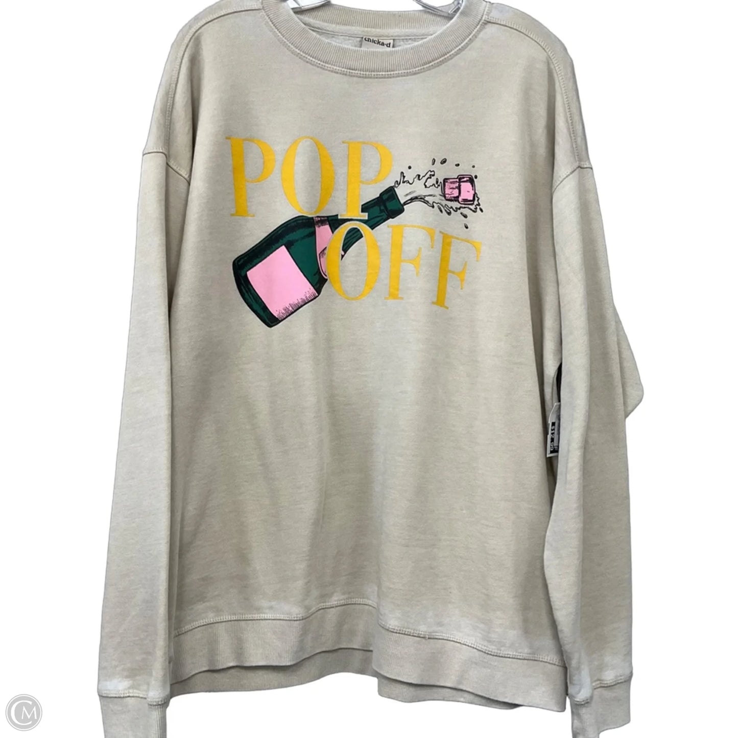 Sweatshirt Crewneck By Chicka-d In Tan, Size: L