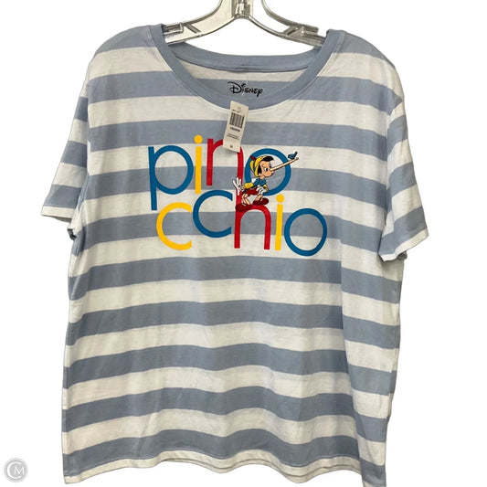 Top Short Sleeve By Disney In Blue & White, Size: 2x