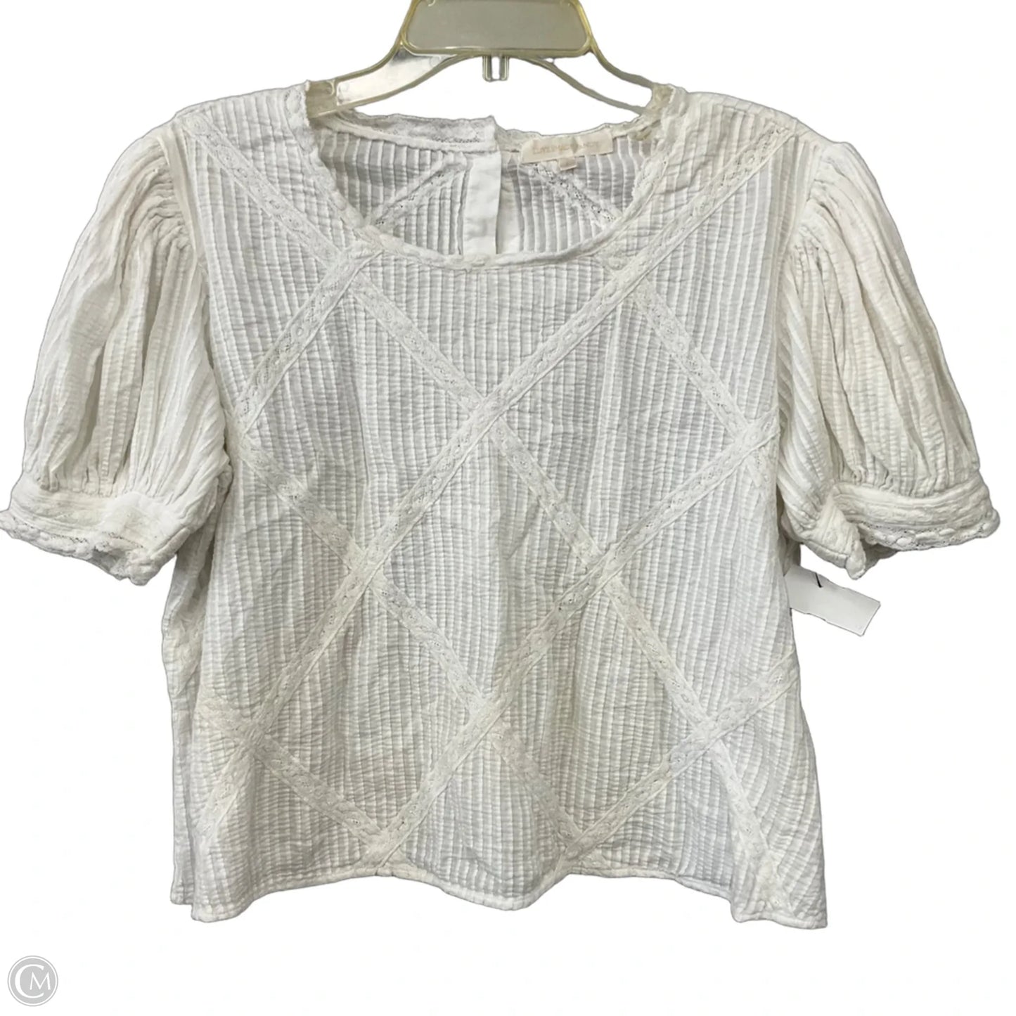Top Short Sleeve By Loveshackfancy In White, Size: L
