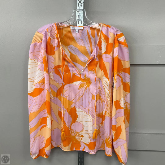 Top Long Sleeve By Dr2 In Orange & Pink, Size: S