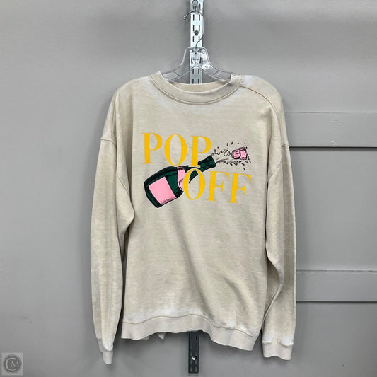 Sweatshirt Crewneck By Clothes Mentor In Beige, Size: L
