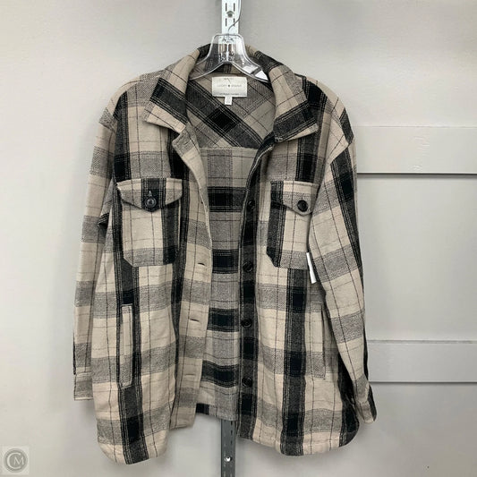 Jacket Shirt By Lucky Brand In Plaid Pattern, Size: S