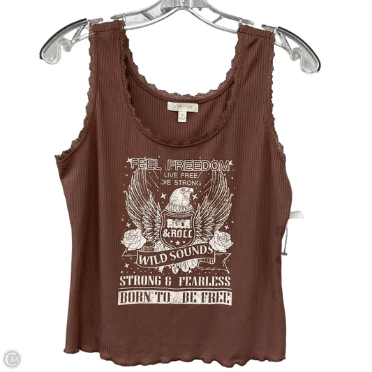 Top Sleeveless By Ultra Flirt In Brown, Size: M