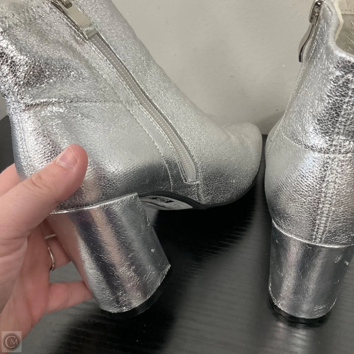 Boots Ankle Flats By Mia In Silver, Size: 6.5