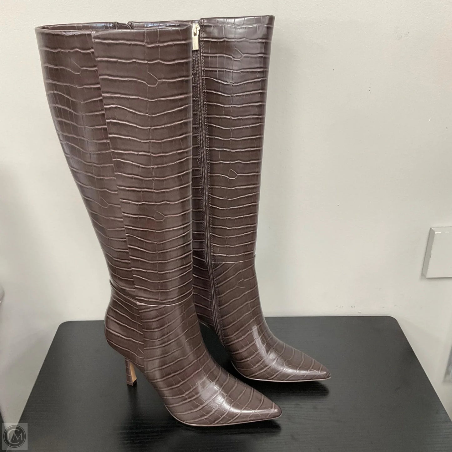 Boots Knee Heels By The Drop In Brown, Size: 9