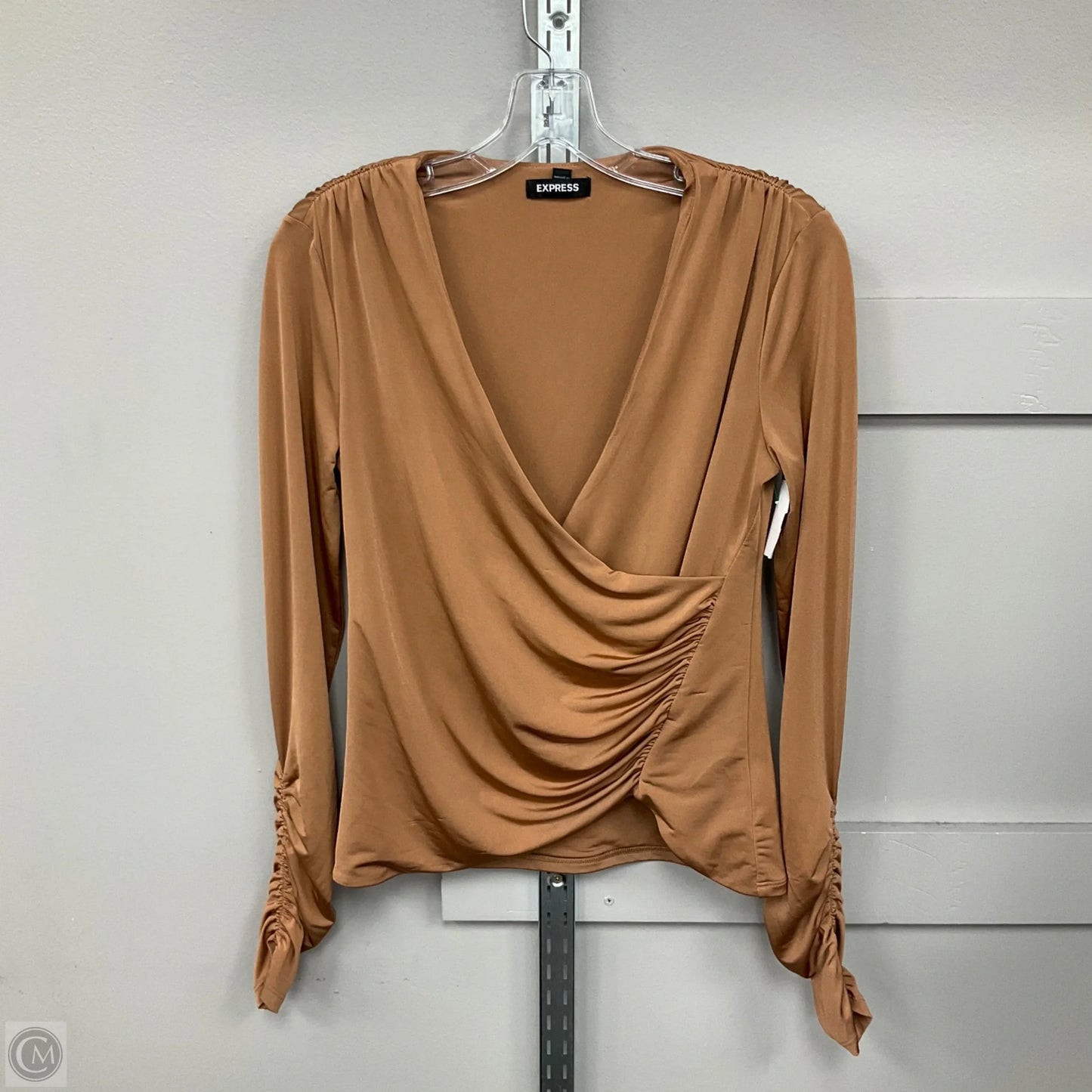 Top Long Sleeve By Express In Tan, Size: Xs