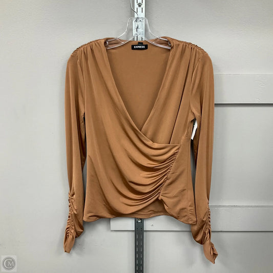 Top Long Sleeve By Express In Tan, Size: Xs