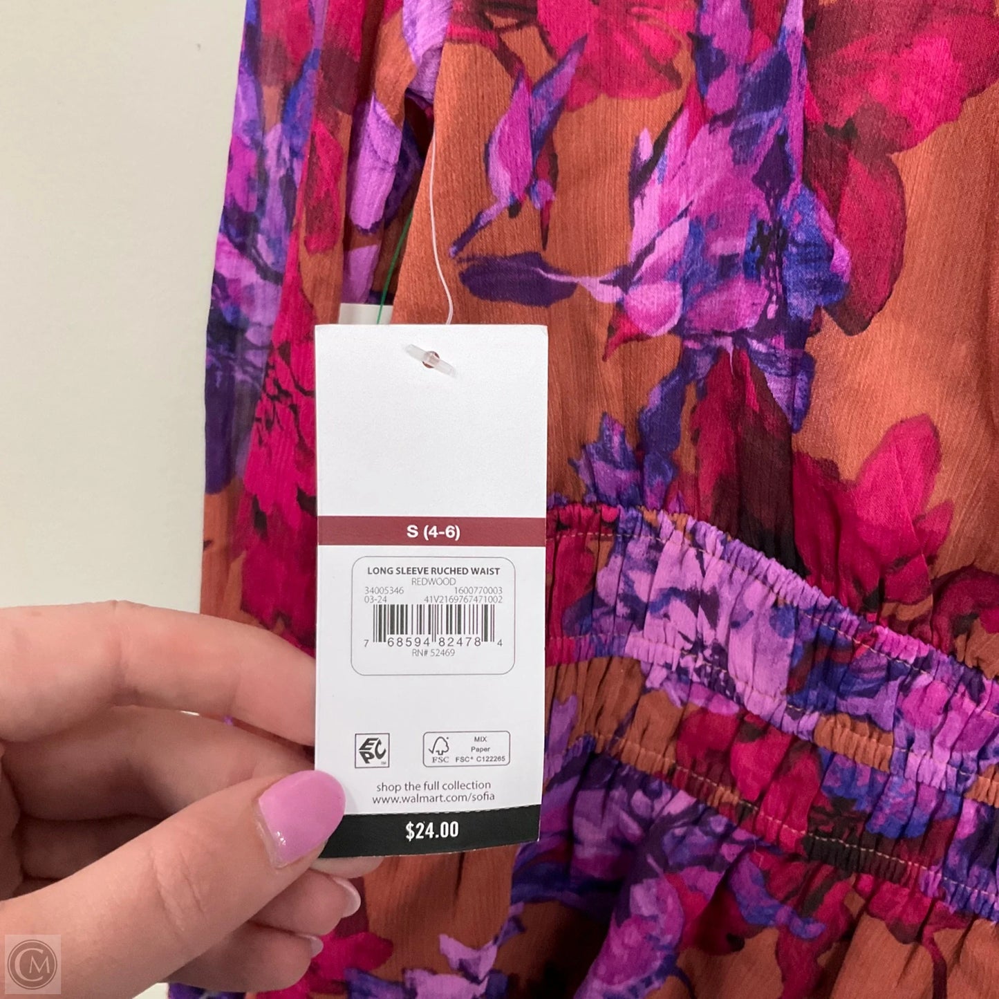 Top Long Sleeve By Sofia By Sofia Vergara In Orange & Purple, Size: S