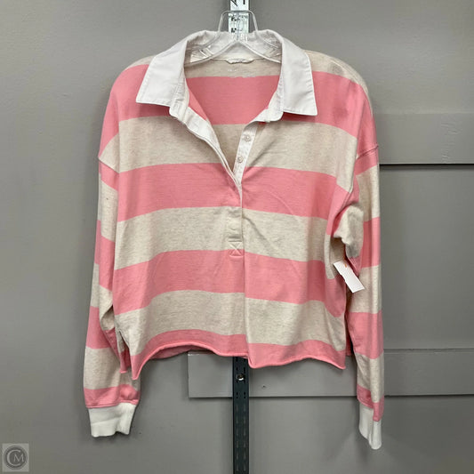 Top Long Sleeve By Aerie In Pink & Tan, Size: S