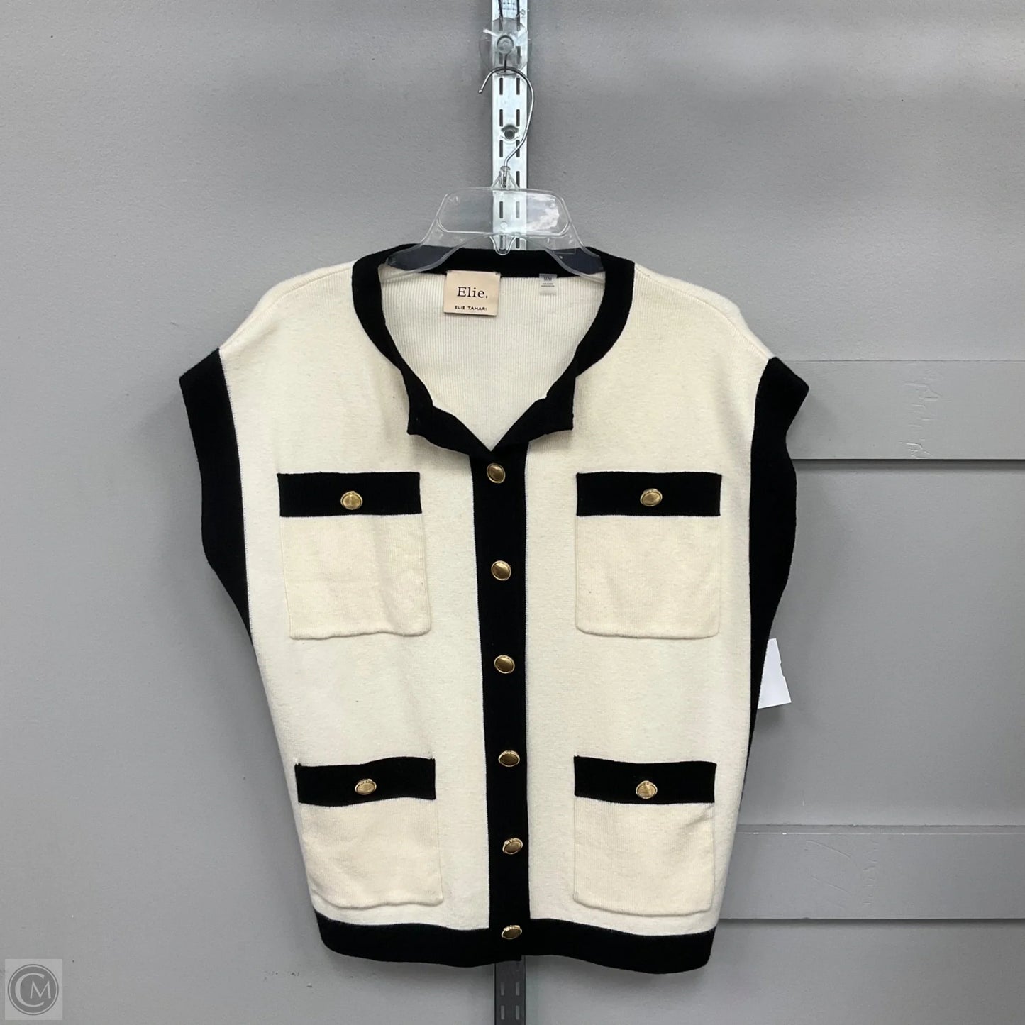 Cardigan By Elie Tahari In Black & Tan, Size: M