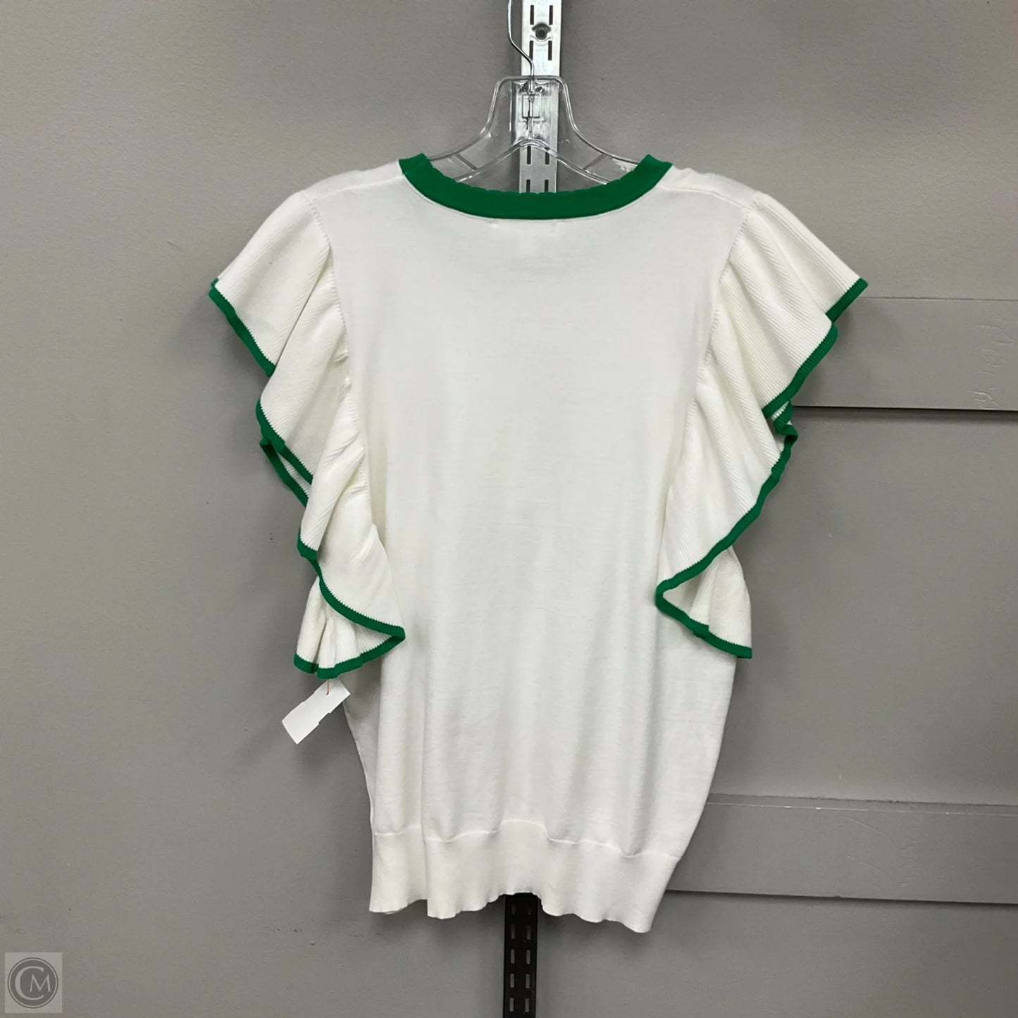 Sweater Short Sleeve By Clothes Mentor In Green & White, Size: M