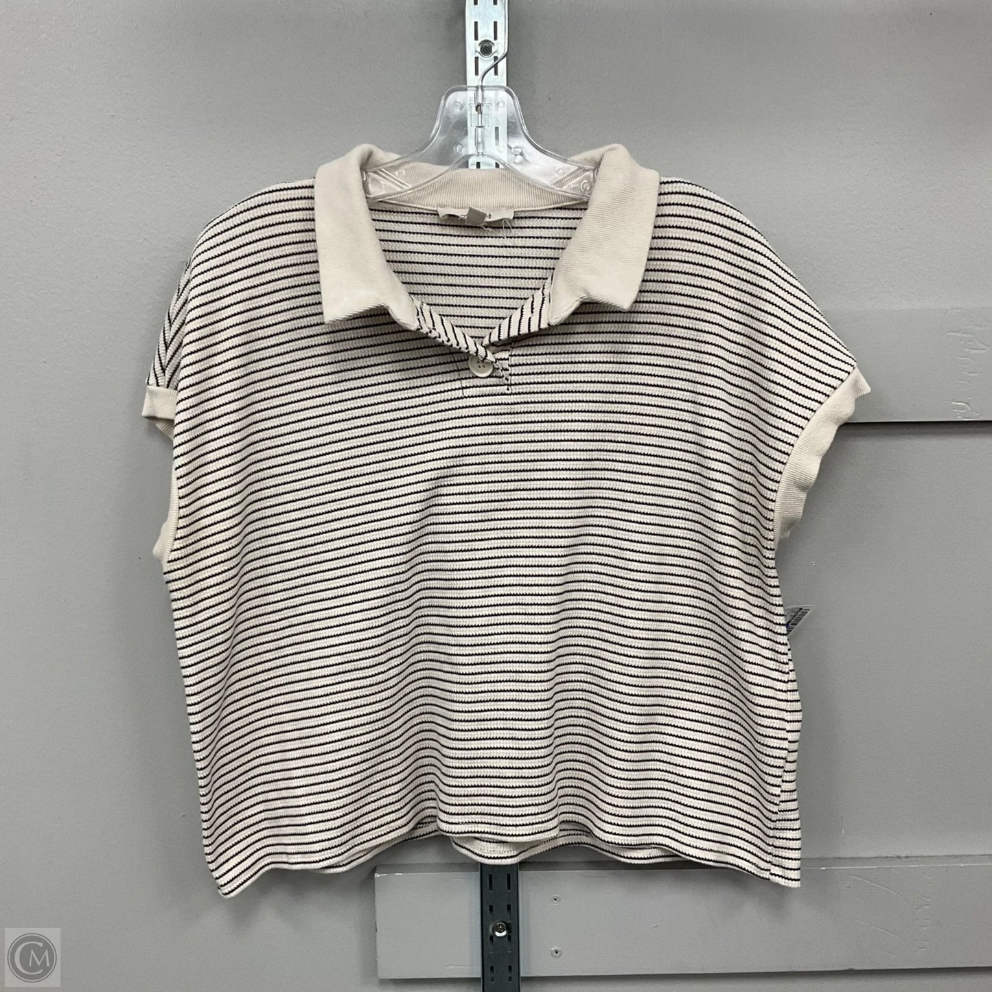 Top Short Sleeve By Atelier In Cream, Size: Xl