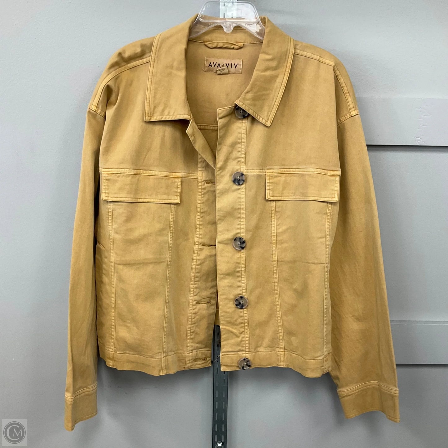 Jacket Denim By Ava & Viv In Yellow Denim, Size: 1x
