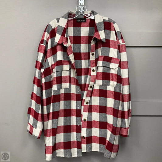 Jacket Shirt By Lane Bryant In Red & White, Size: 3x