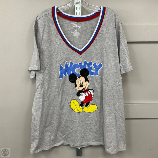 Top Short Sleeve By Disney In Grey, Size: 3x