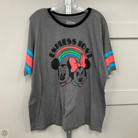Top Short Sleeve By Disney In Grey, Size: 3x