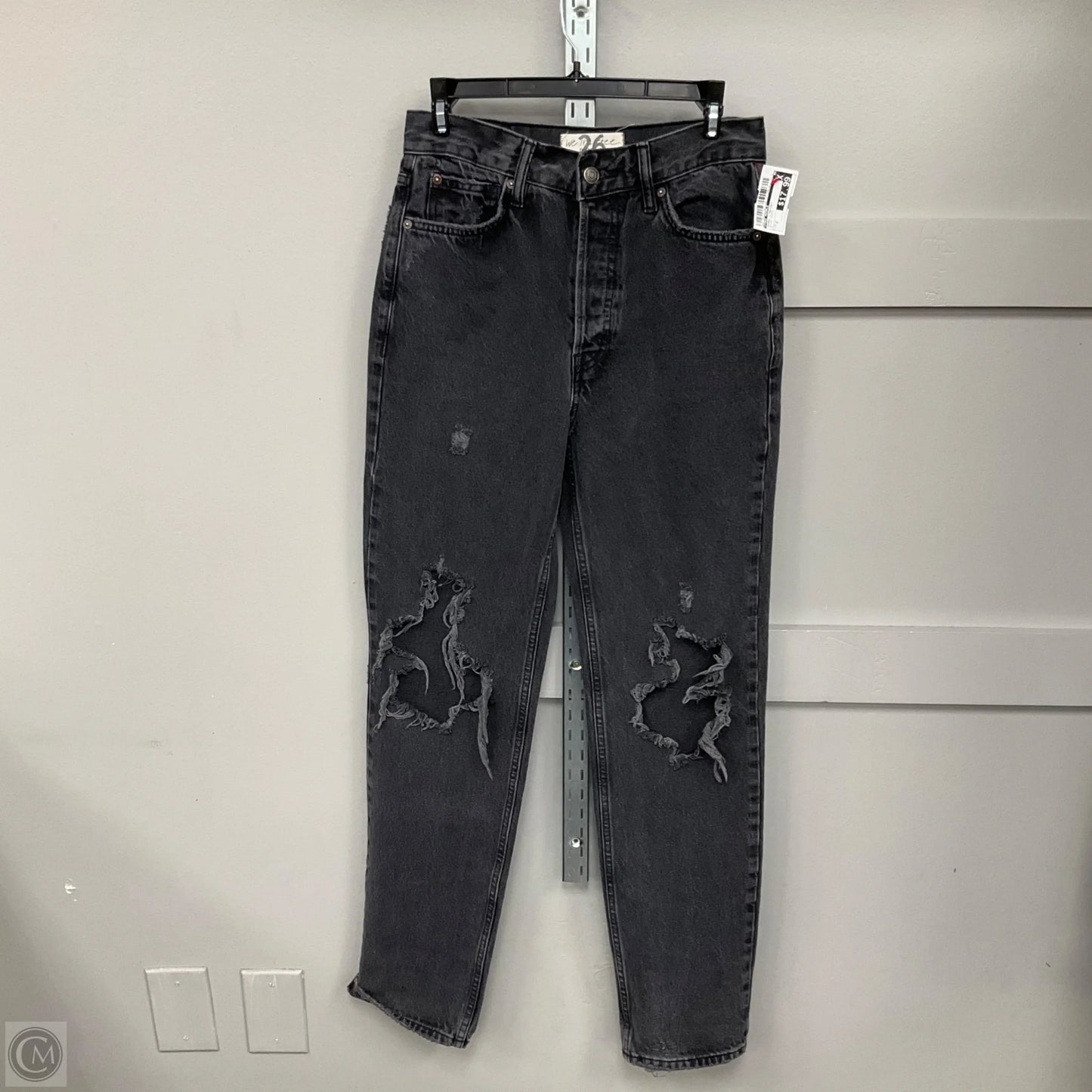 Jeans Straight By Free People In Black Denim, Size: 2