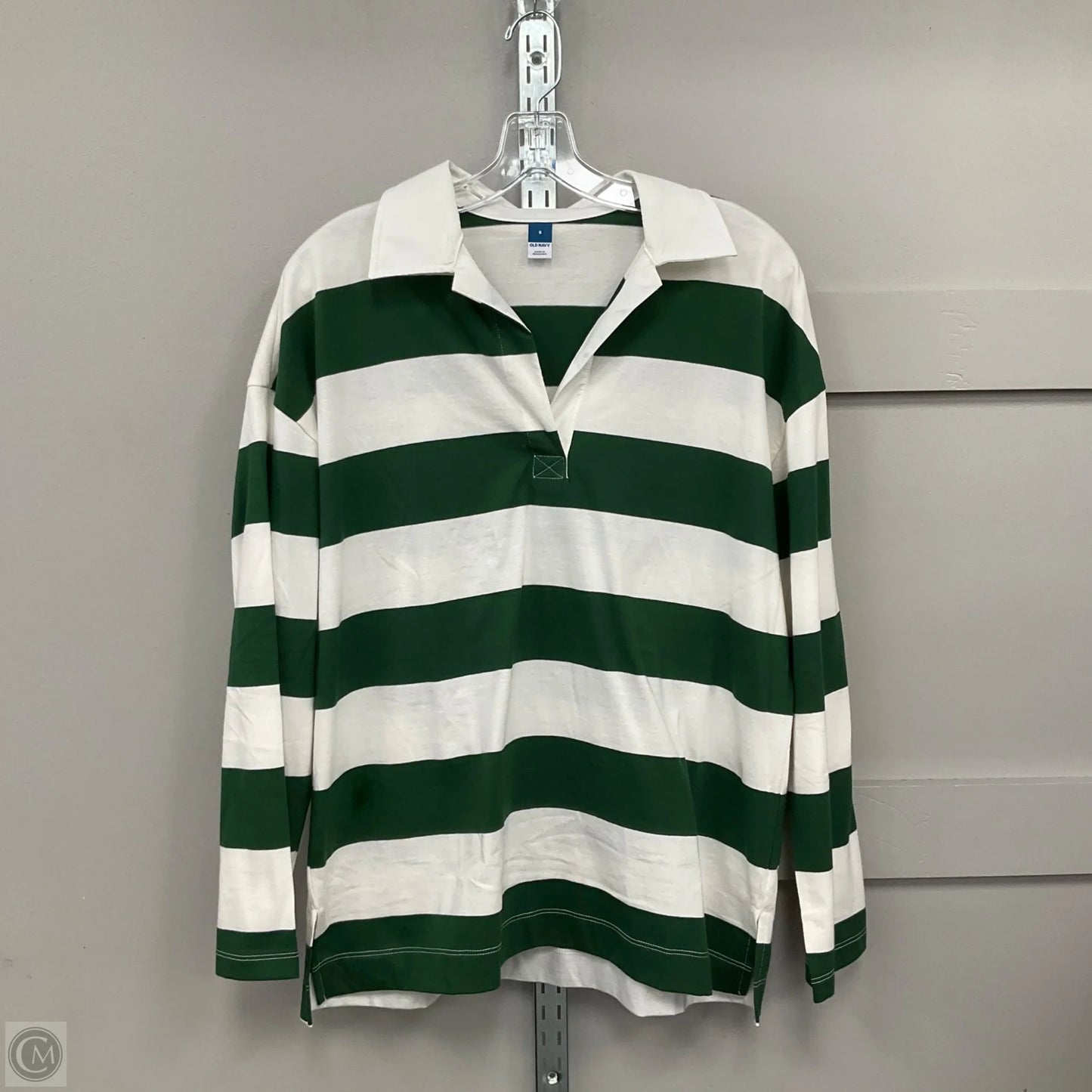 Top Long Sleeve By Old Navy In Green & White, Size: S