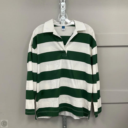 Top Long Sleeve By Old Navy In Green & White, Size: S