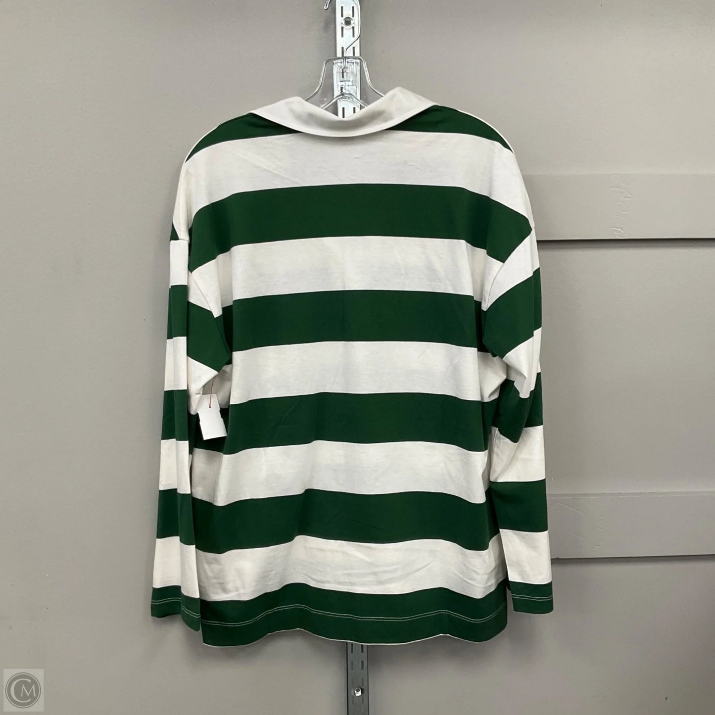 Top Long Sleeve By Old Navy In Green & White, Size: S