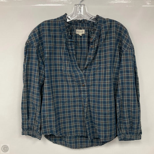 Top Long Sleeve By Madewell In Plaid Pattern, Size: M