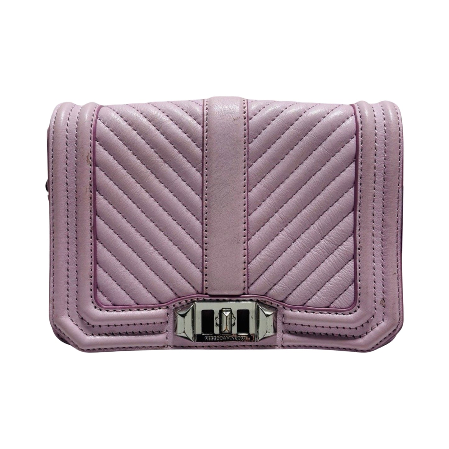 Love Nubuck Turnlock Closure with Adjustable Chain & Leather Strap Lavender Crossbody Designer By Rebecca Minkoff  Size: Small