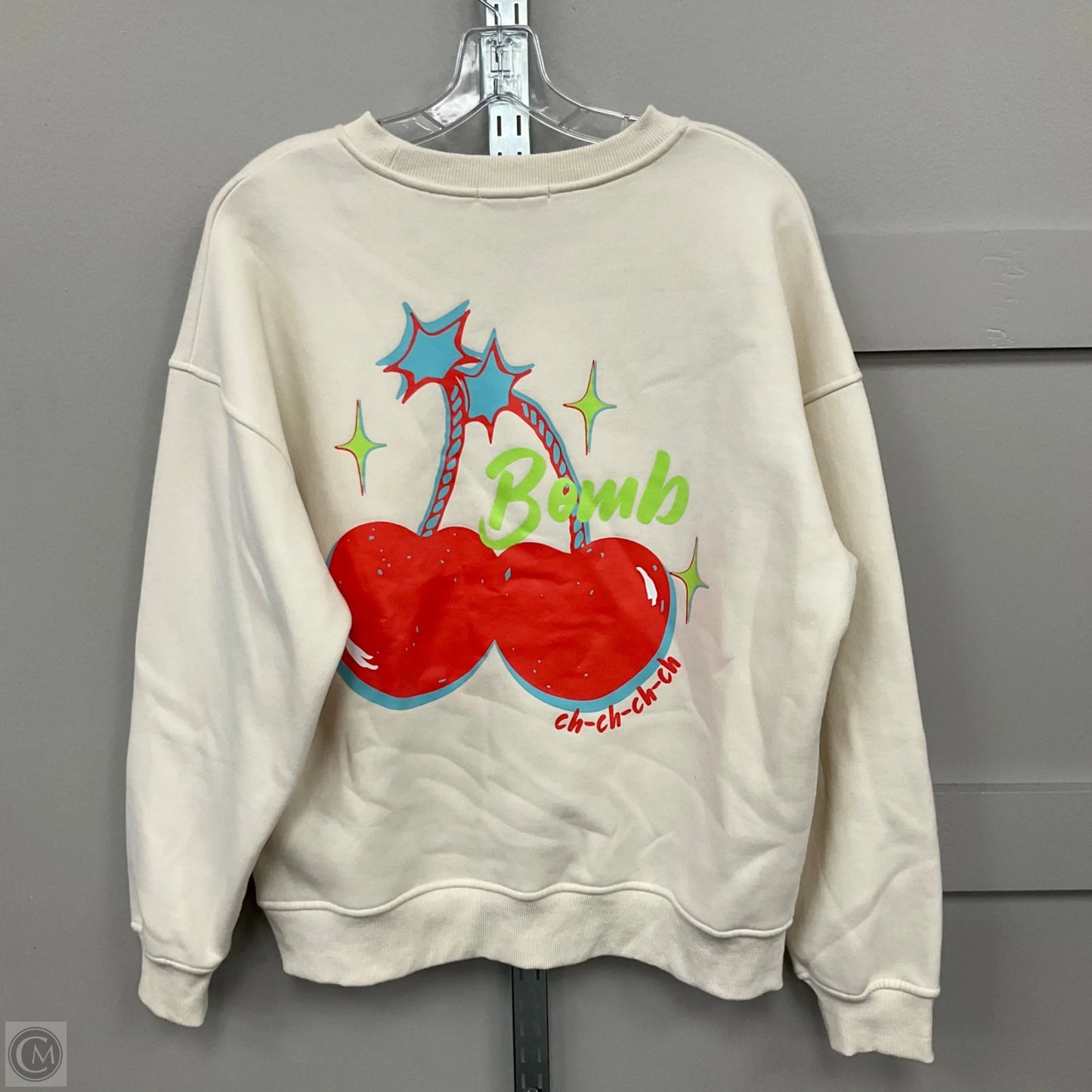 Sweatshirt Crewneck By Clothes Mentor In Cream, Size: M