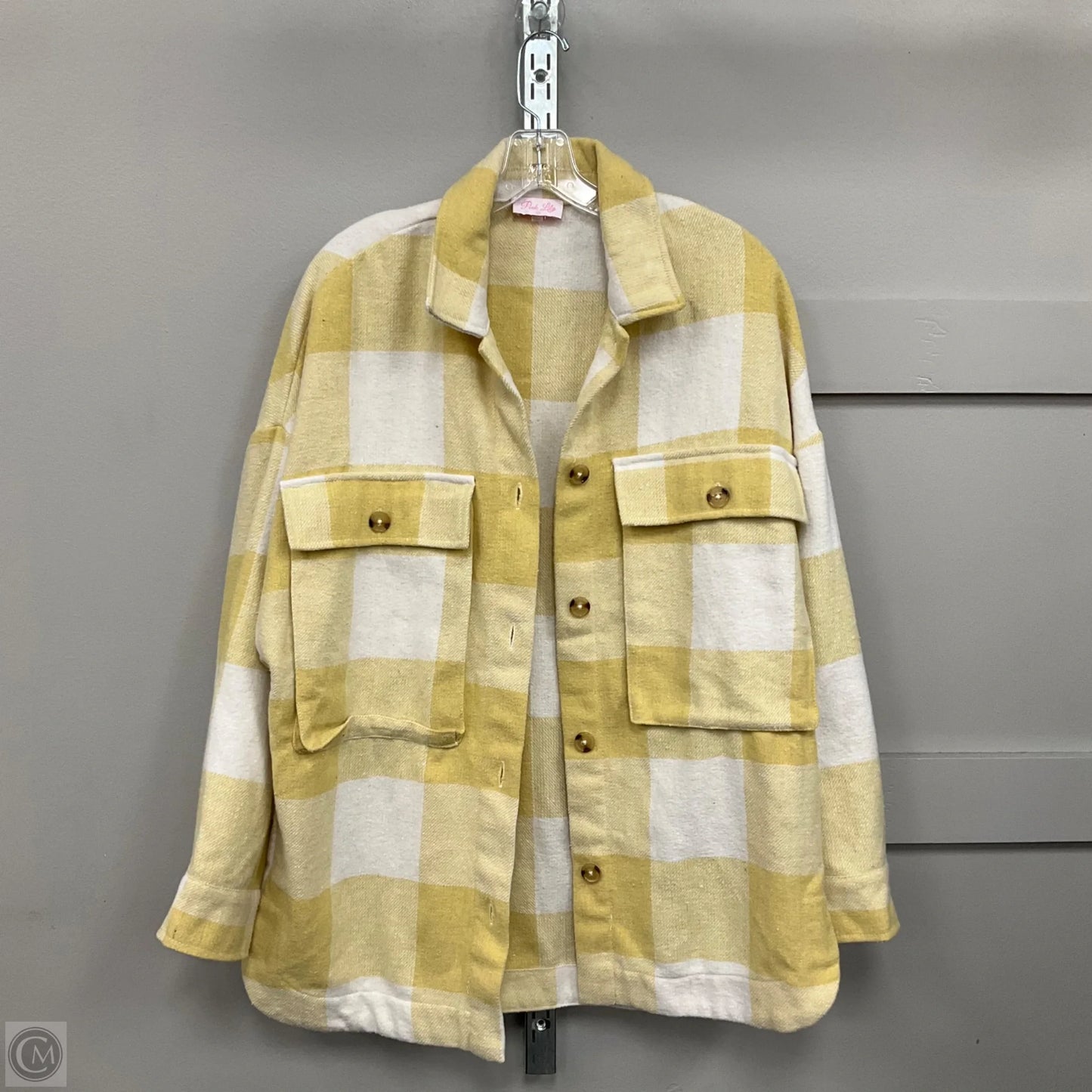 Top Long Sleeve By Pink Lily In Plaid Pattern, Size: L