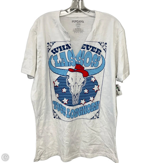Top Short Sleeve Basic By Clothes Mentor In White, Size: L
