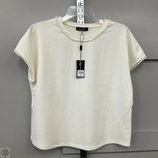 Blouse Short Sleeve By Cable And Gauge In White, Size: M