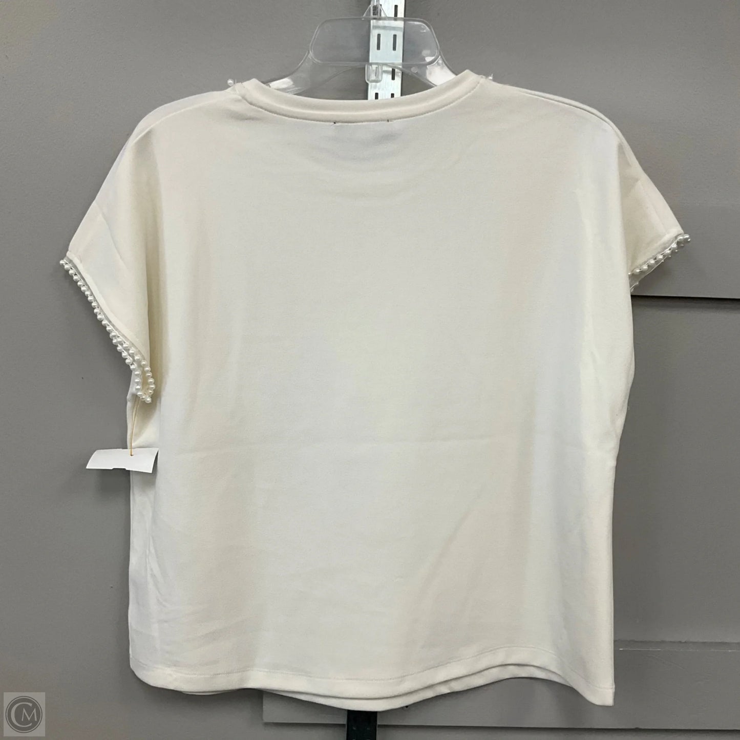 Blouse Short Sleeve By Cable And Gauge In White, Size: M