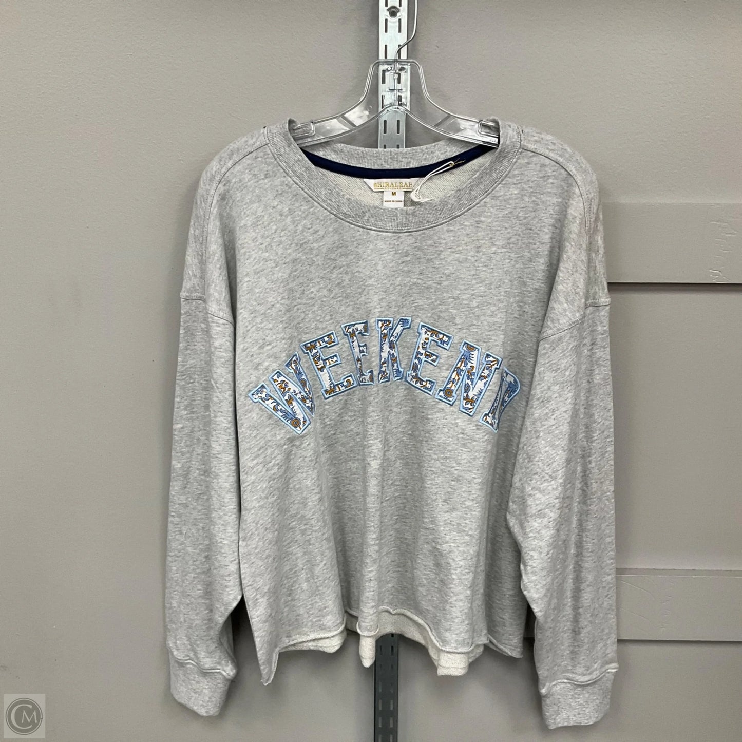 Sweatshirt Crewneck By Shiraleah In Grey, Size: M