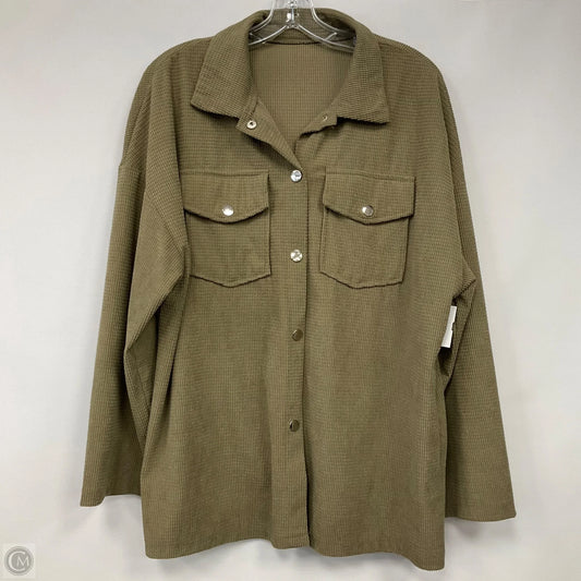 Jacket Shirt By Emery Rose In Green, Size: Xl