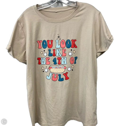 Top Short Sleeve By Clothes Mentor In Beige, Size: Xl