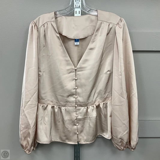 Blouse Long Sleeve By Old Navy In Cream, Size: Xl
