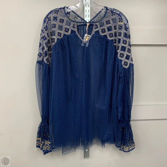 Top Long Sleeve By Free People In Navy, Size: Xs