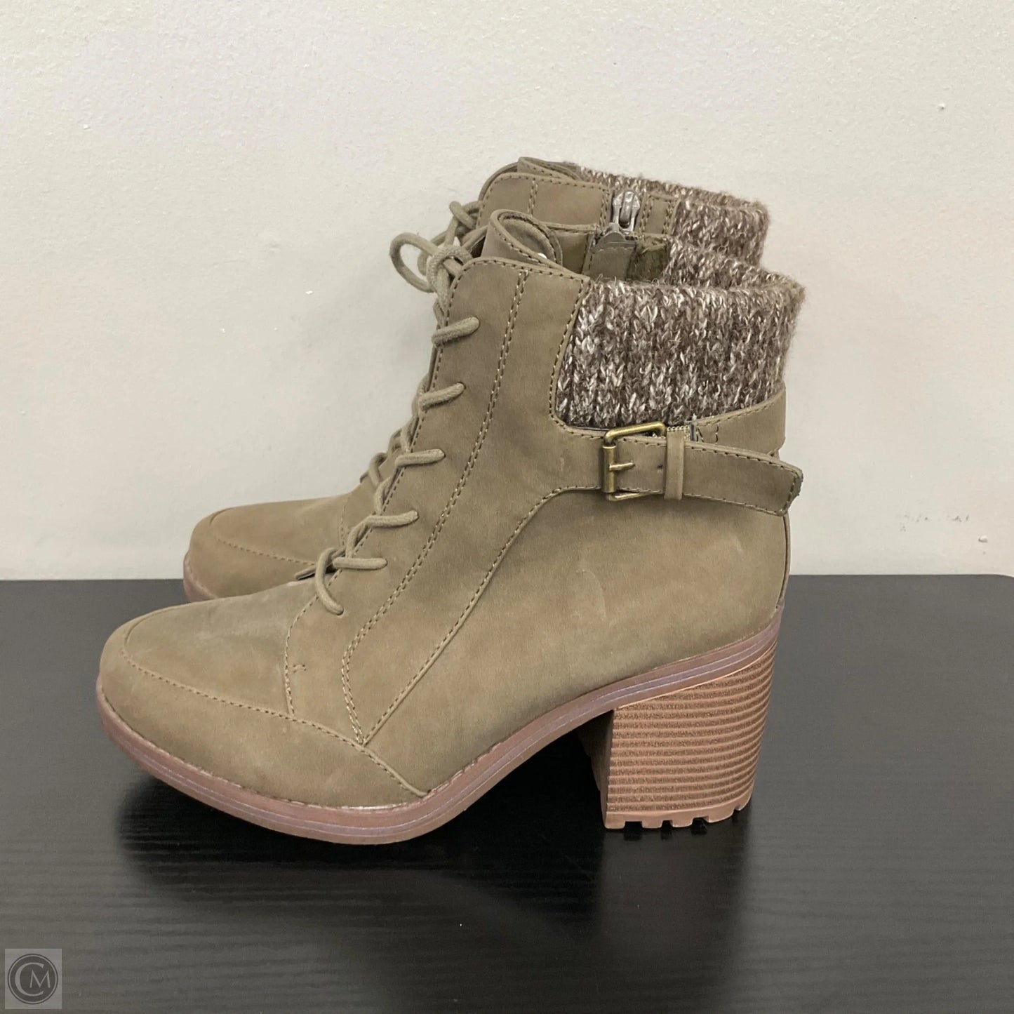 Boots Ankle Heels By Falls Creek In Green, Size: 8.5