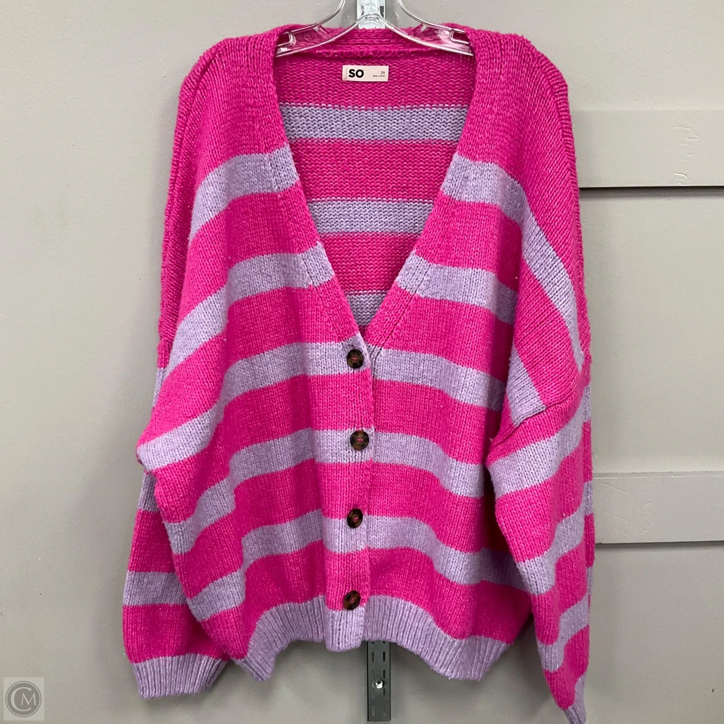 Cardigan By So In Pink & Purple, Size: 2x