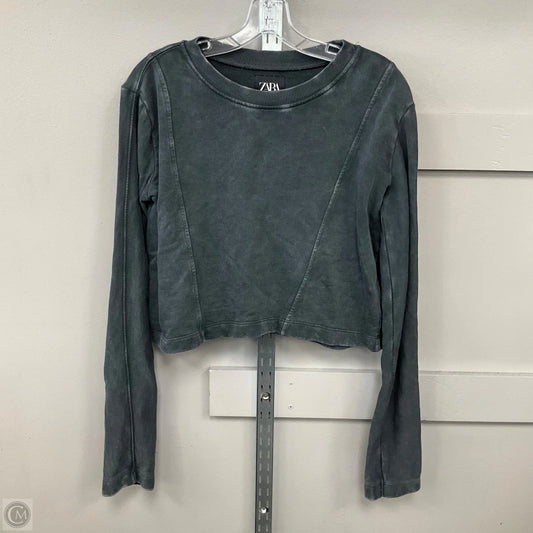 Top Long Sleeve By Zara In Grey, Size: L