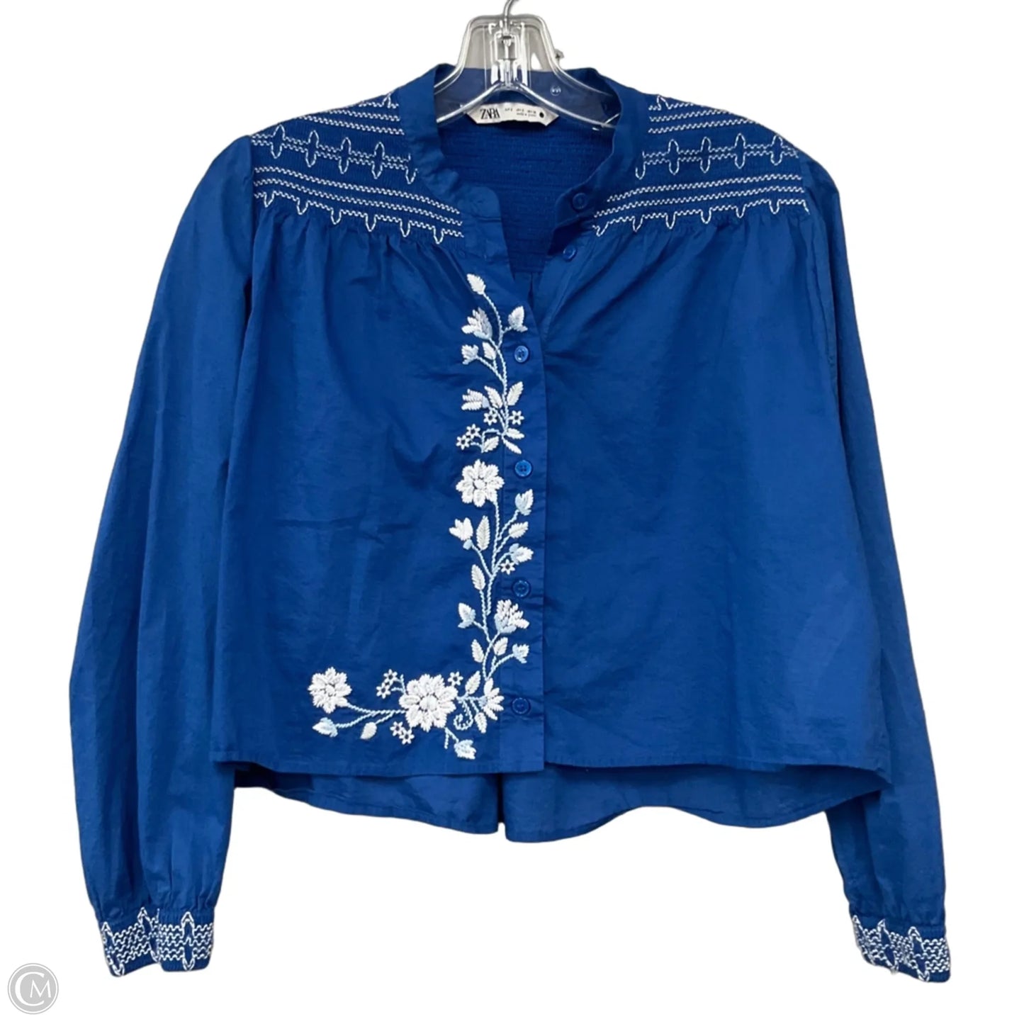 Top Long Sleeve By Zara In Blue, Size: S